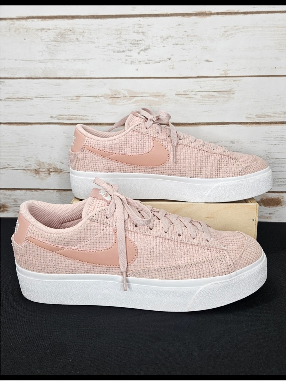 Nike Women’s Blush Pink Woven Platform Sneakers